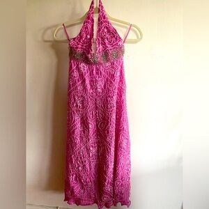 Sage Machado silk beaded halter dress.